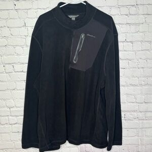 Eddie Bauer Black Quarter zip Micro Fleece Top Jacket Size 2XB